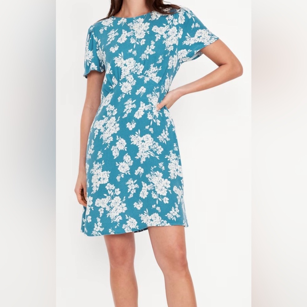 Old Navy Teal and White Floral Dress